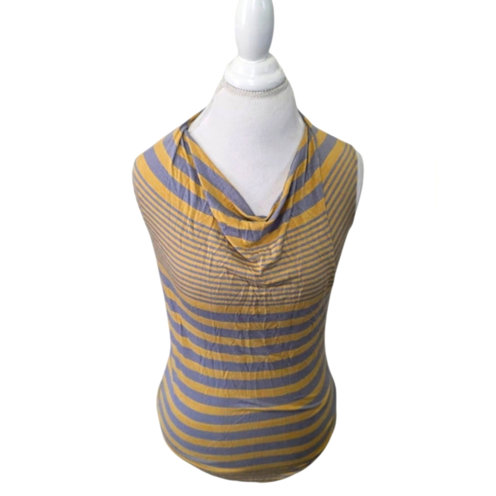 Striped Yellow and Gray Sleeveless Top Sz M